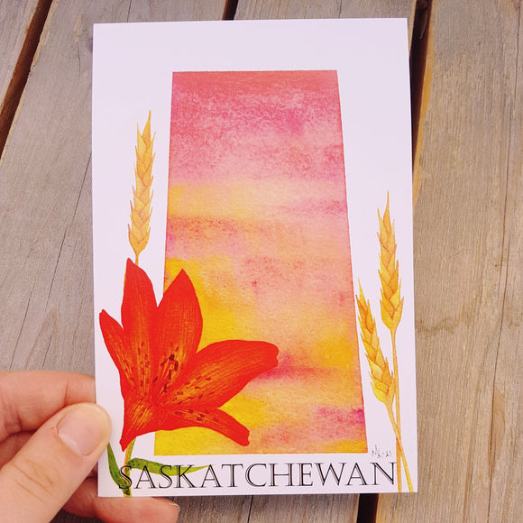 Postcard Saskatchewan Lily and Wheat - 1