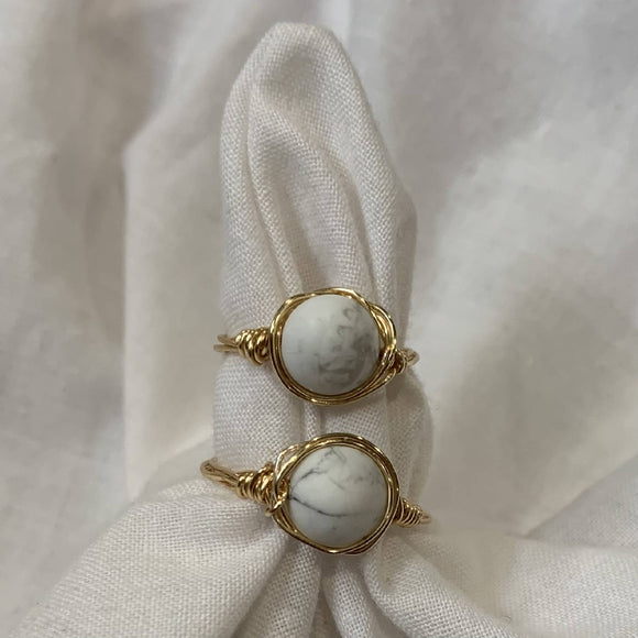 Gold Wrapped Howlite Ring (24g)