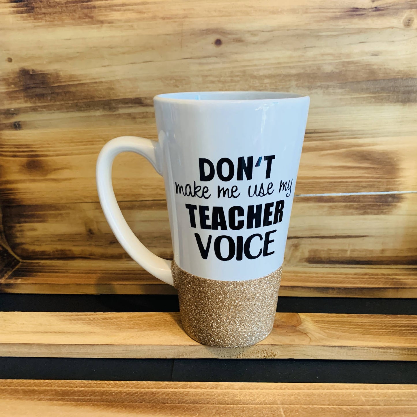 Teacher Voice Glitter Mug - HandmadeSask