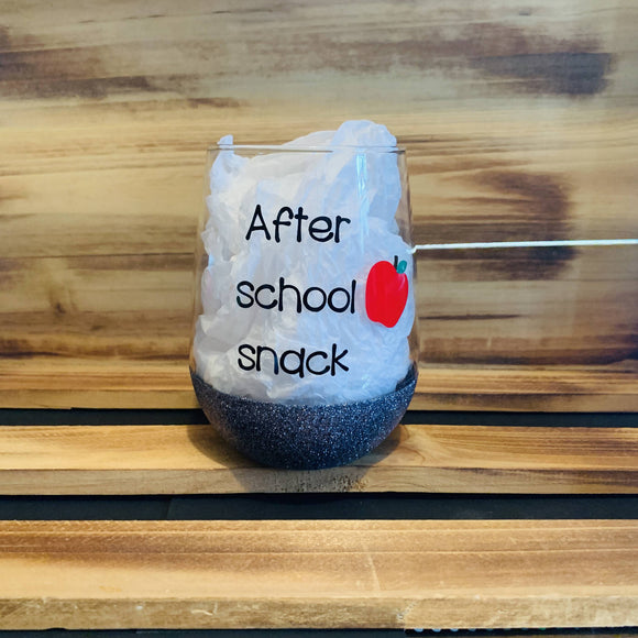After School Snack Glitter Stemless - HandmadeSask