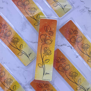 Orange Wispy Florals (with sparkles) Laminated Print Bookmark - HandmadeSask