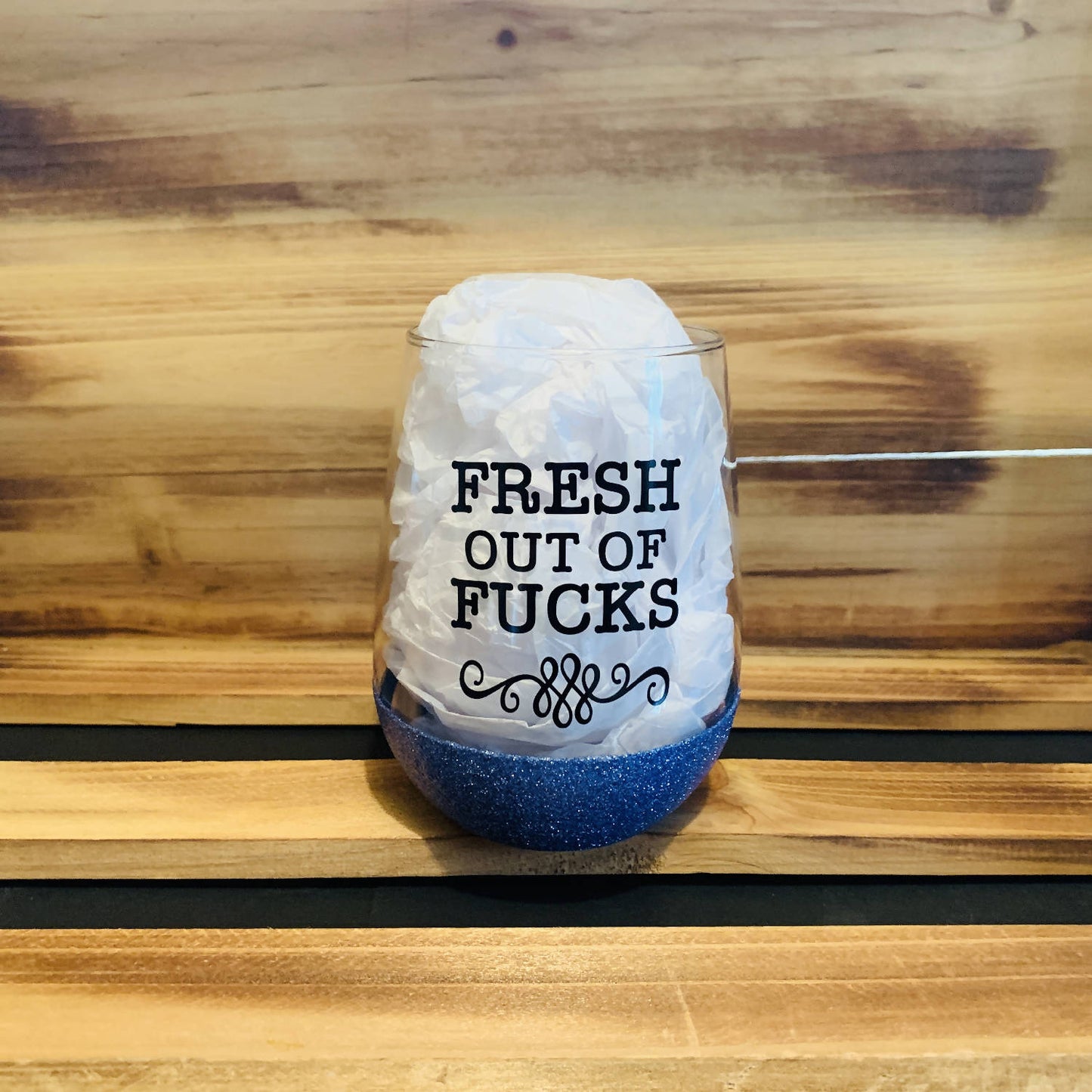 Fresh out of Fucks Glitter Stemless - HandmadeSask