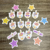 Set of 18 Unicorn Emoji 2.75" Vinyl Water Resistant Stickers/Decals - HandmadeSask