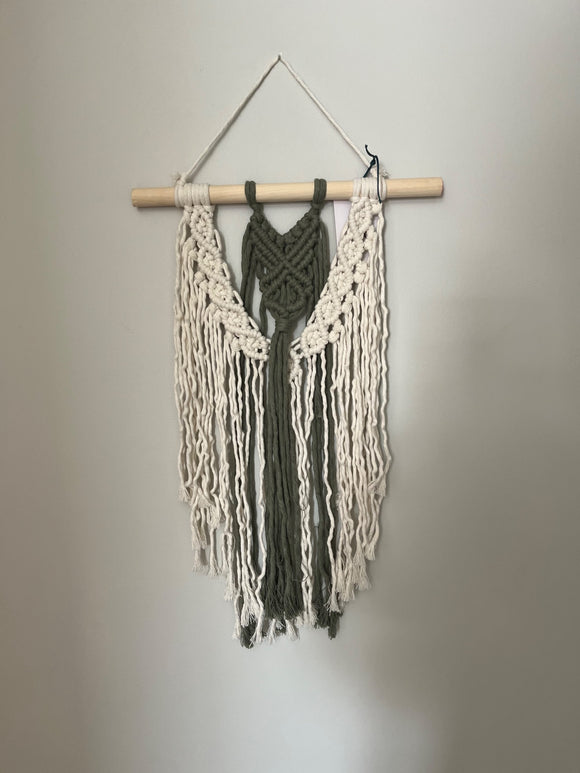Wall hanging olive green and white - 1
