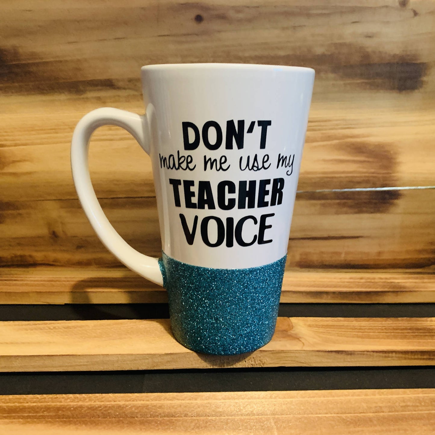 Teacher Voice Glitter Mug - HandmadeSask
