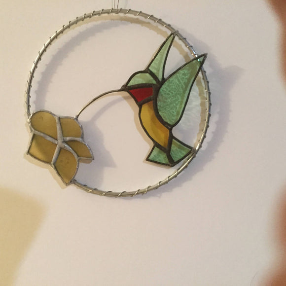 Stained glass hummingbird small