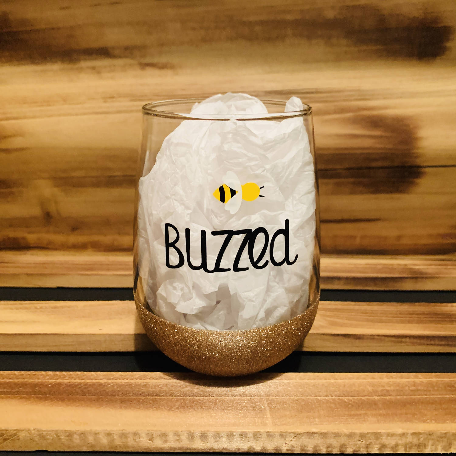 Buzzed Glitter Stemless - HandmadeSask
