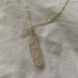 Clear Quartz Gold Wrapped Necklace