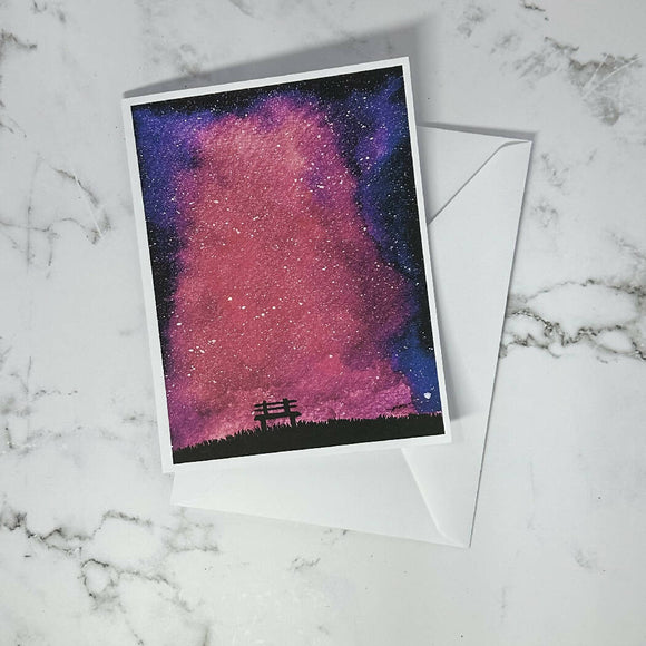 Night sky - pink galaxy Printed Card