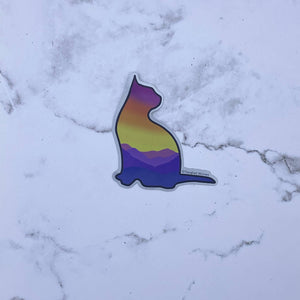 Sunset Cat Waterproof Sticker - HandmadeSask