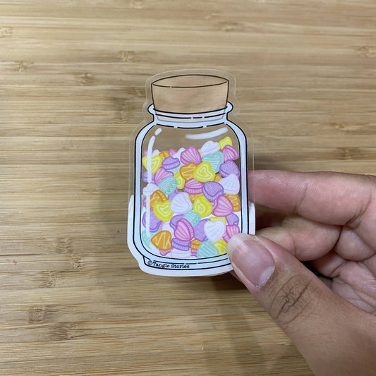 Jar of Hearts Clear Waterproof Sticker - HandmadeSask