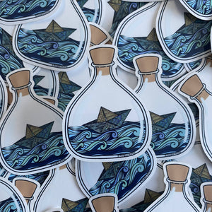 Boat in a Bottle Clear Waterproof Sticker - HandmadeSask