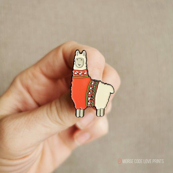 Sweater Llama | Enamel Pin - HandmadeSask