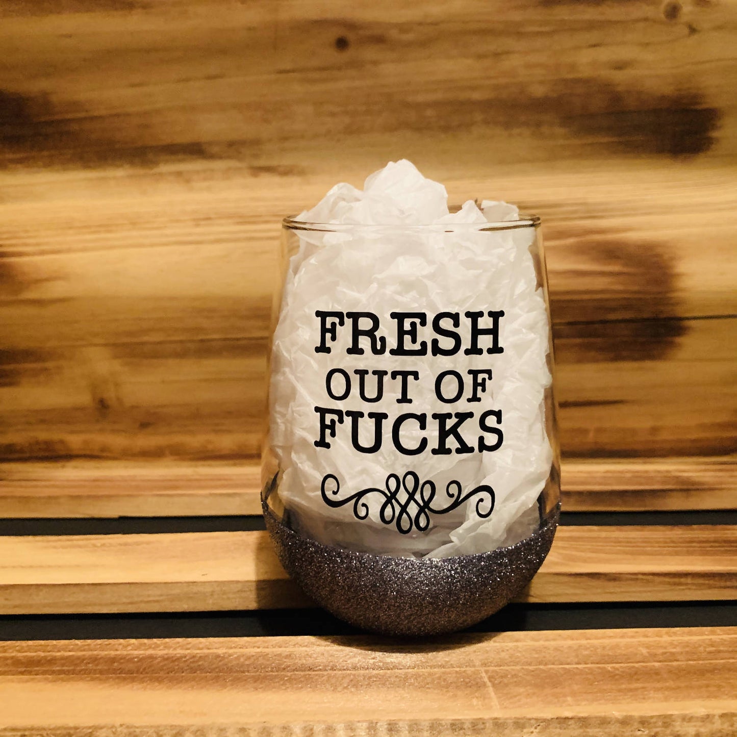 Fresh out of Fucks Glitter Stemless - HandmadeSask