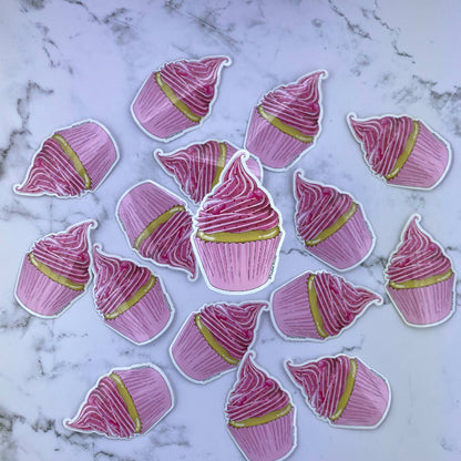 Pink Cupcake Weatherproof Sticker