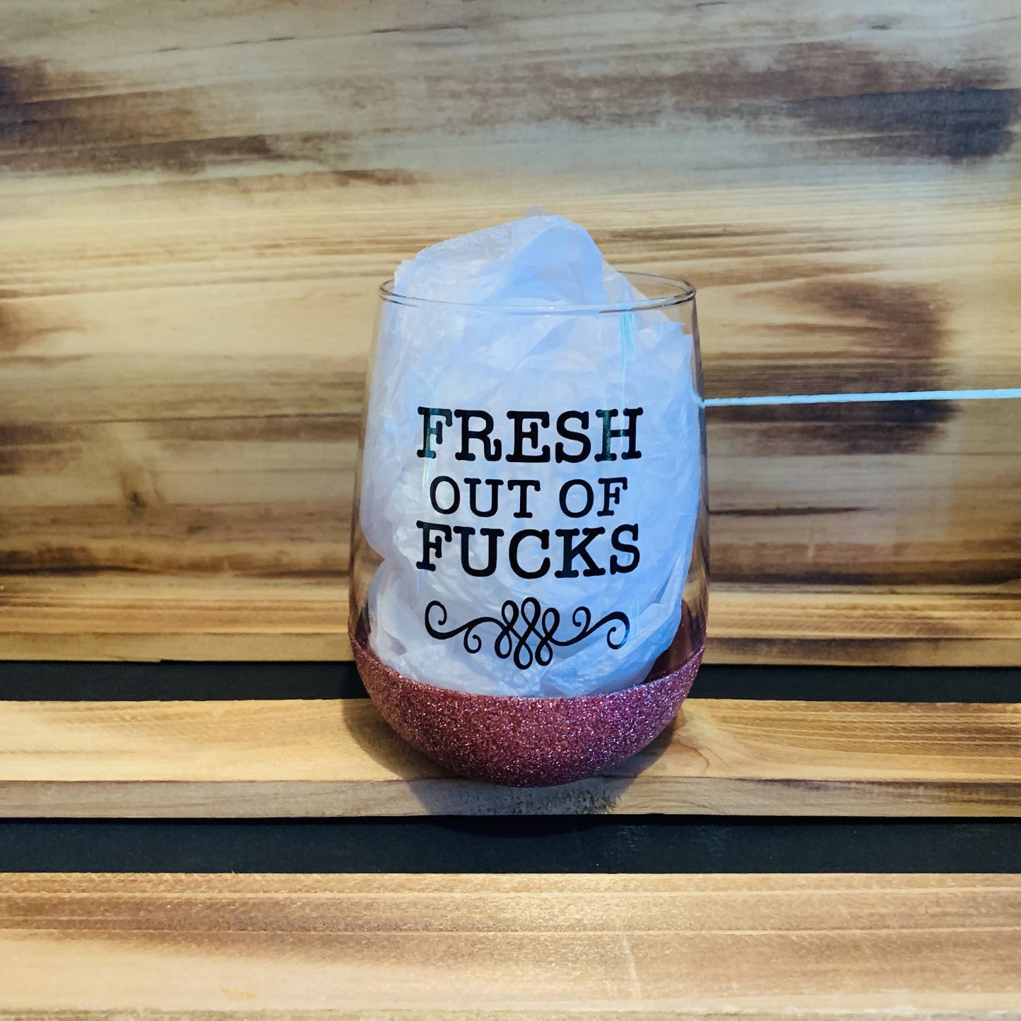 Fresh out of Fucks Glitter Stemless - HandmadeSask