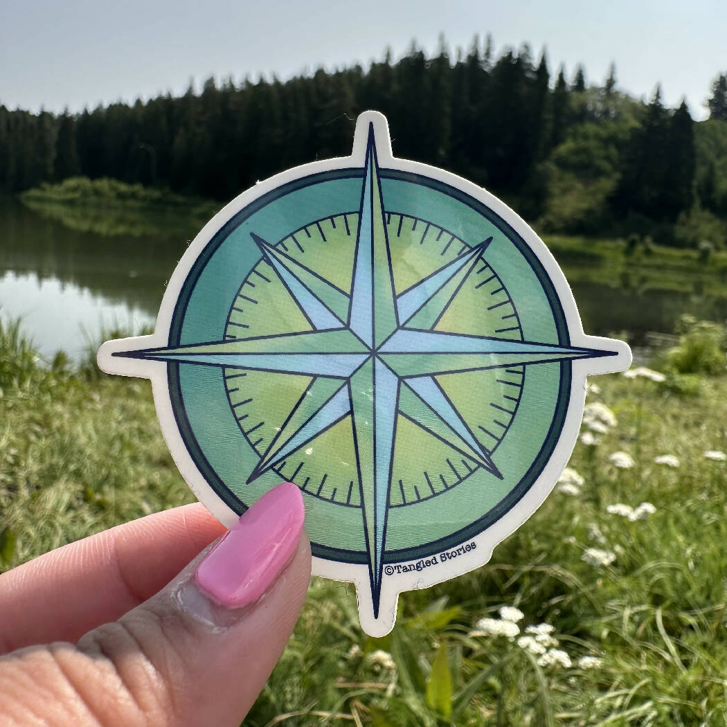 Compass Weatherproof Sticker – HandmadeSask