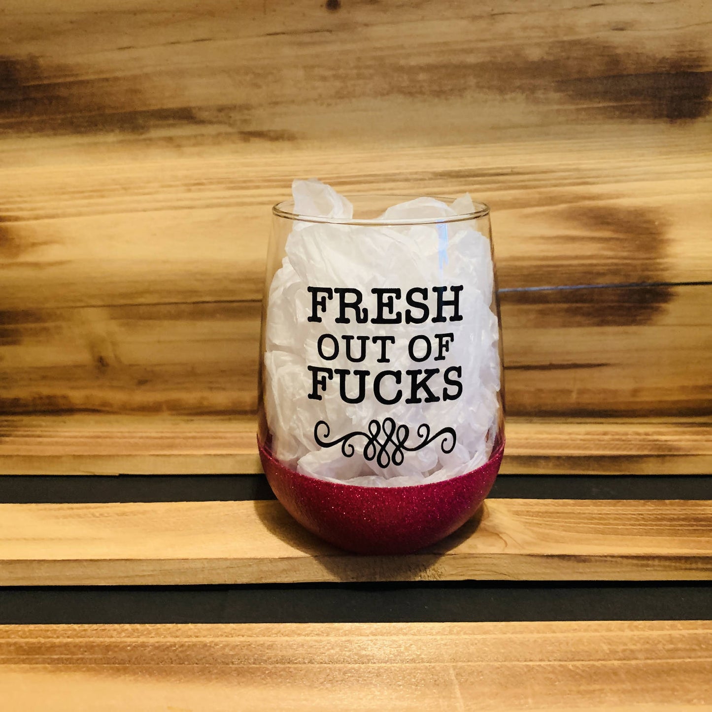 Fresh out of Fucks Glitter Stemless - HandmadeSask