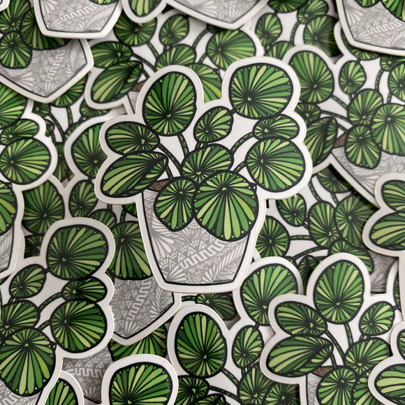 Money Plant (Zentangle) Waterproof Sticker - HandmadeSask