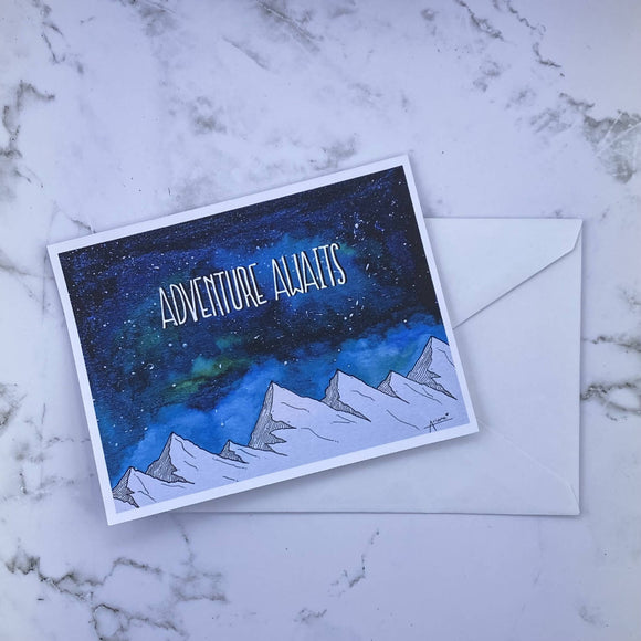 Adventure Awaits (mountains) Printed Card - HandmadeSask