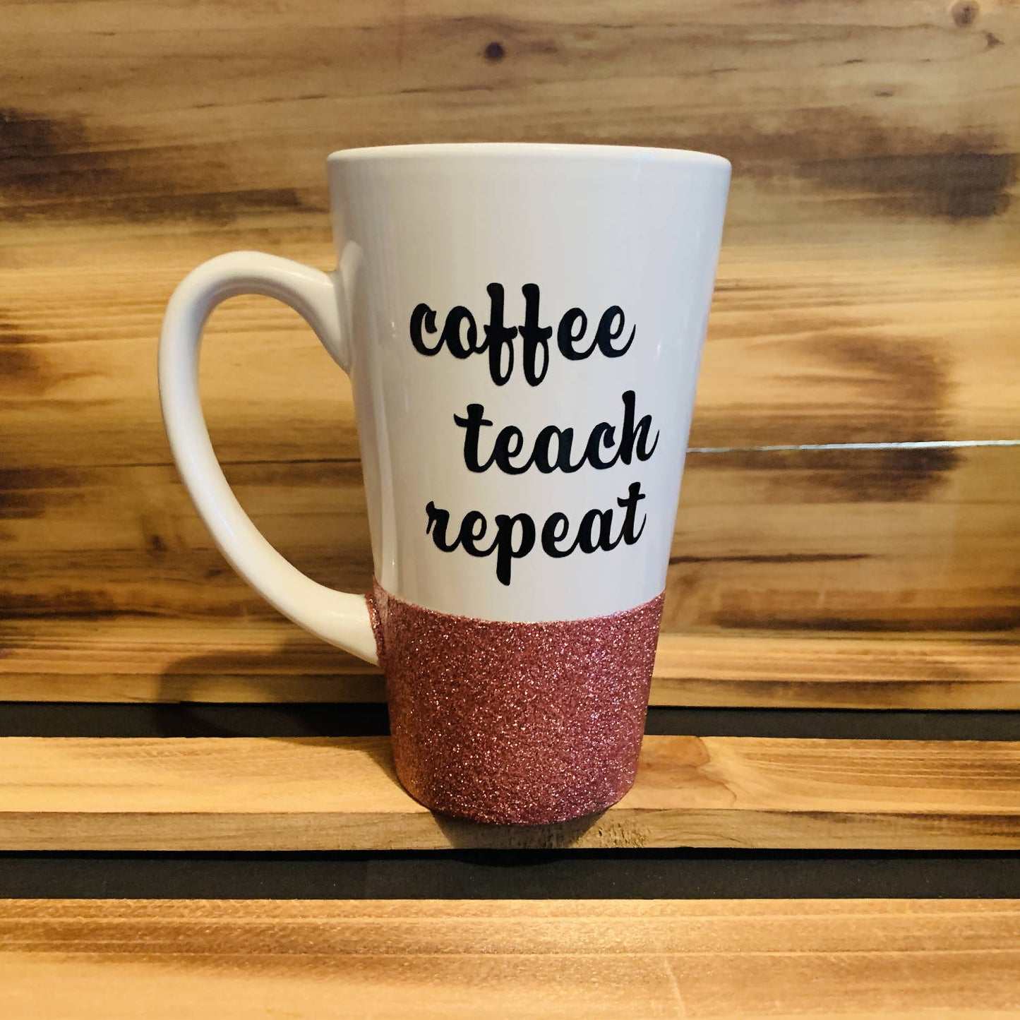 Coffee Teach Repeat Glitter Mug - HandmadeSask