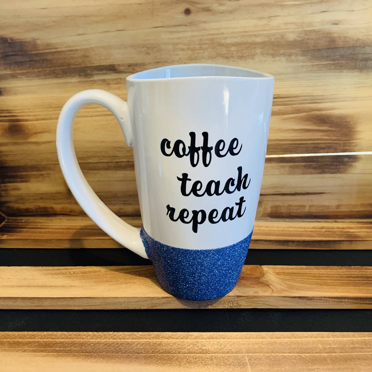 Coffee Teach Repeat Glitter Mug - HandmadeSask