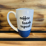 Coffee Teach Repeat Glitter Mug - HandmadeSask