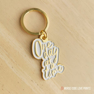 One Day at a Time | Enamel Keychain - HandmadeSask
