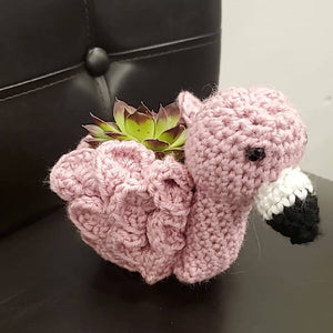 Flamingo Crochet Planter