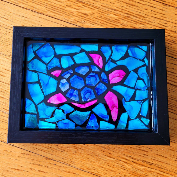 Turtle Mosaic Re-cycled Disc & Resin Art - 1