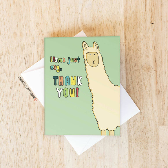 Llama Thanks | Thank You | Greeting Card - HandmadeSask