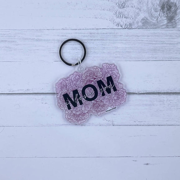 Peonies for Mom Keychain - HandmadeSask