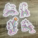 Set of 12 Unicorn & Rainbows 3.75" Vinyl Water Resistant Stickers/Decals - HandmadeSask