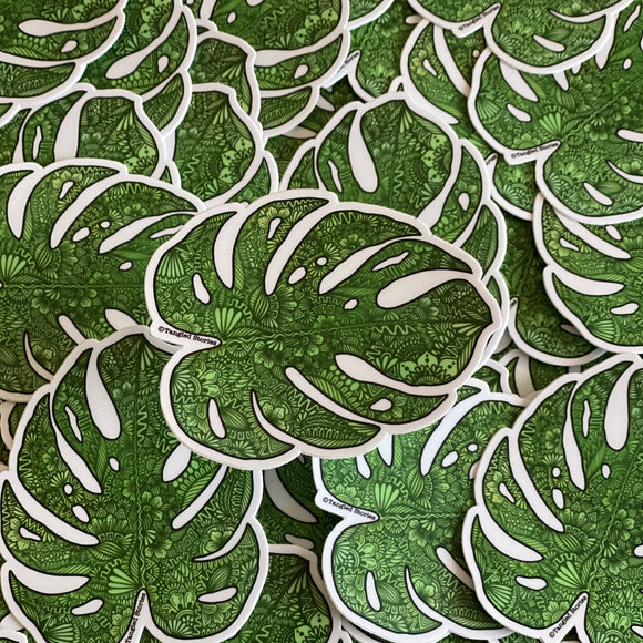 Monstera Leaf Waterproof Sticker - HandmadeSask