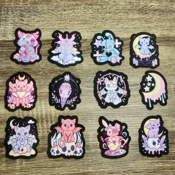 Set of 12 Goth Pastel Animals 3