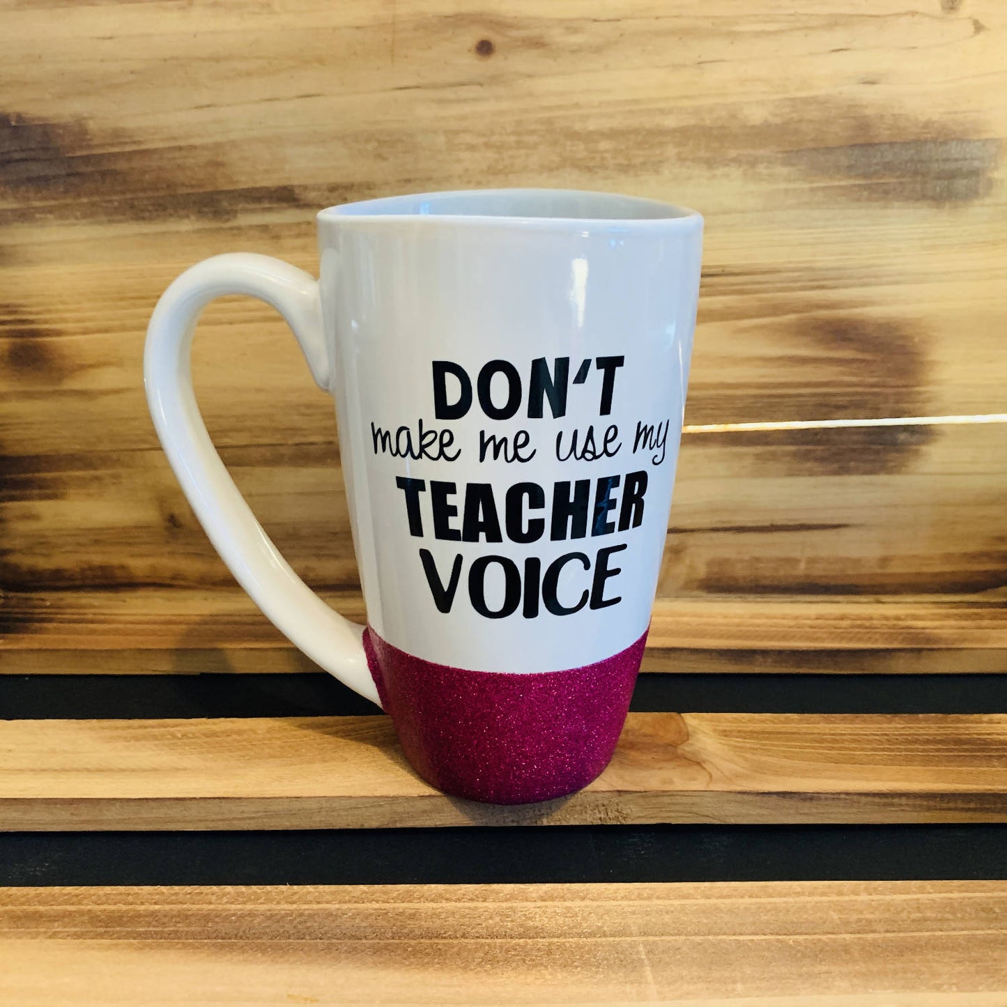 Teacher Voice Glitter Mug - HandmadeSask