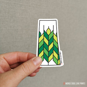 Saskatchewan Patchwork (Green) | Vinyl Sticker - HandmadeSask