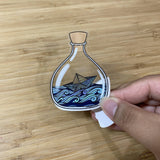 Boat in a Bottle Clear Waterproof Sticker - HandmadeSask