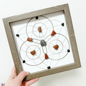 Safe & Ground - Tourmaline, Red Jasper and Hematite Crystal Grid