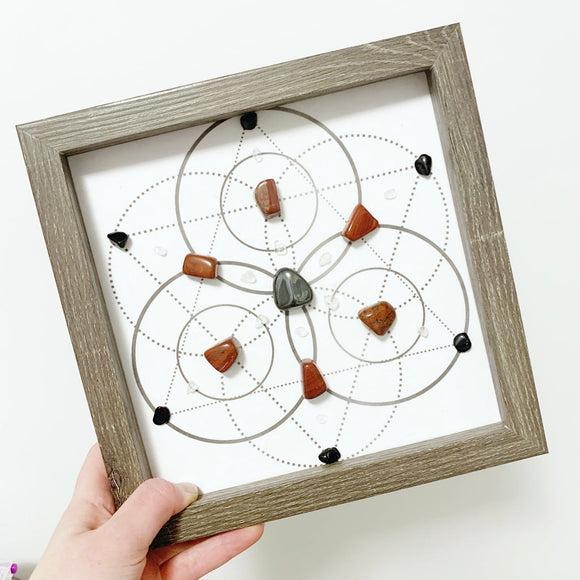Safe & Ground - Tourmaline, Red Jasper and Hematite Crystal Grid