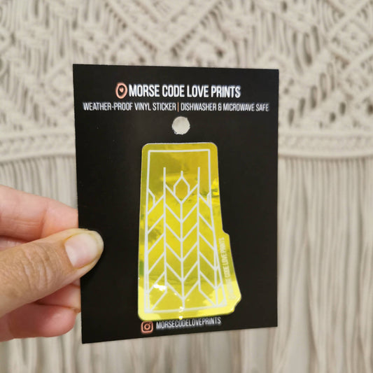 Saskatchewan Patchwork (Gold) | Vinyl Sticker - HandmadeSask