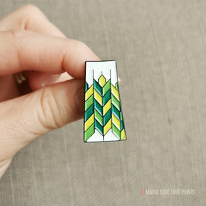 Saskatchewan Patchwork (Green) | Enamel Pin - HandmadeSask