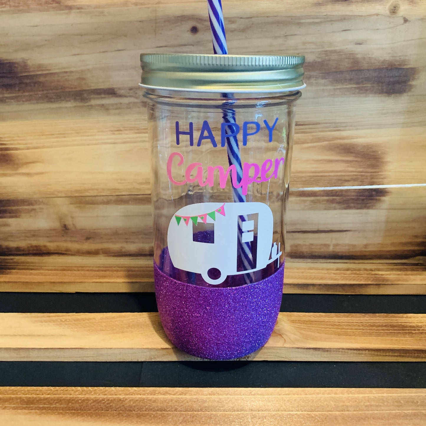 Happy Camper Glitter Jar - HandmadeSask