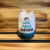 Wine O'clock Glitter Stemless - HandmadeSask