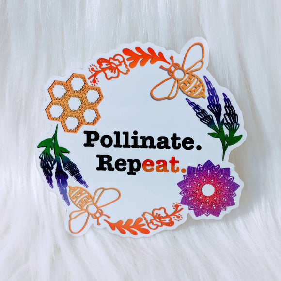 Pollinate. Repeat. Waterproof Stickers - HandmadeSask