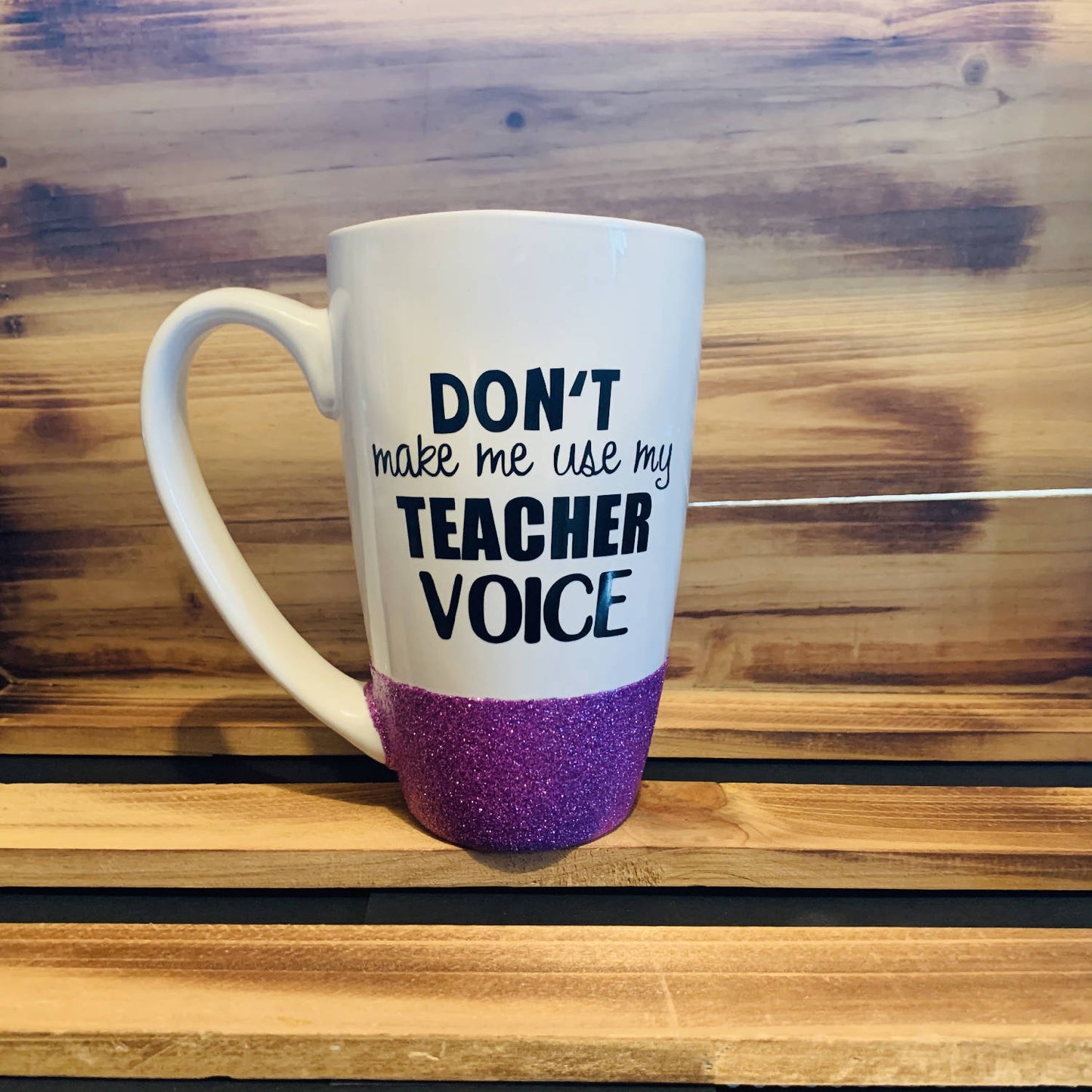 Teacher Voice Glitter Mug - HandmadeSask