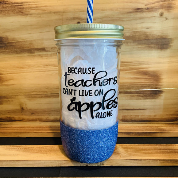 Teacher Apples Glitter Jar - HandmadeSask
