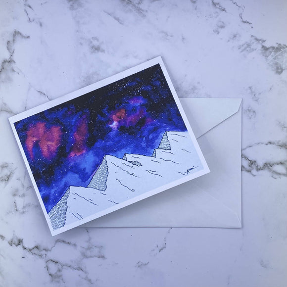 Mountains under the Stars Printed Card - HandmadeSask