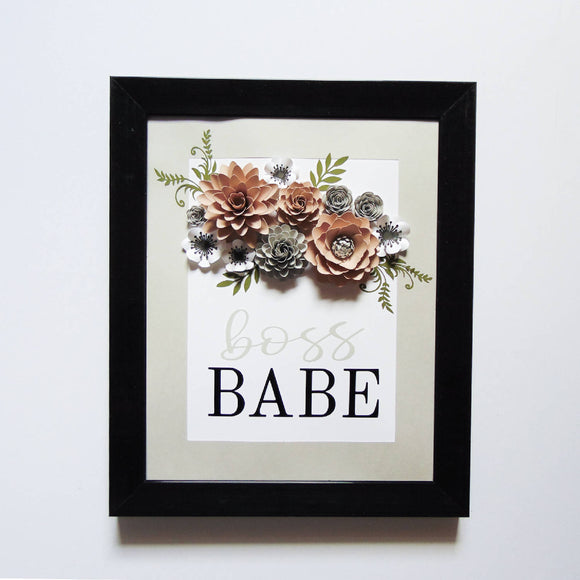Boss babe paper flower frame - HandmadeSask