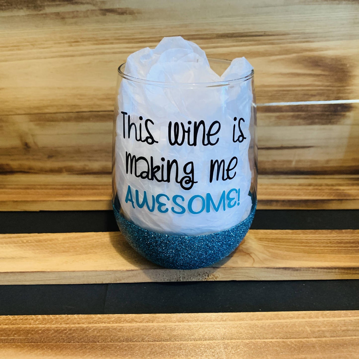 Making Me Awesome Glitter Stemless - HandmadeSask